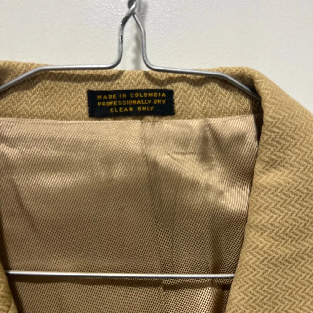 Oscar de la Renta‎ Mens Blazer 100% Wool Herringbone Tan 44R